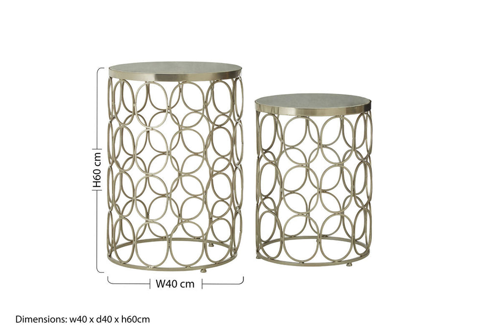 Orsina Templar Marble and Nickel Side Tables – Set of 2 Modern Tables