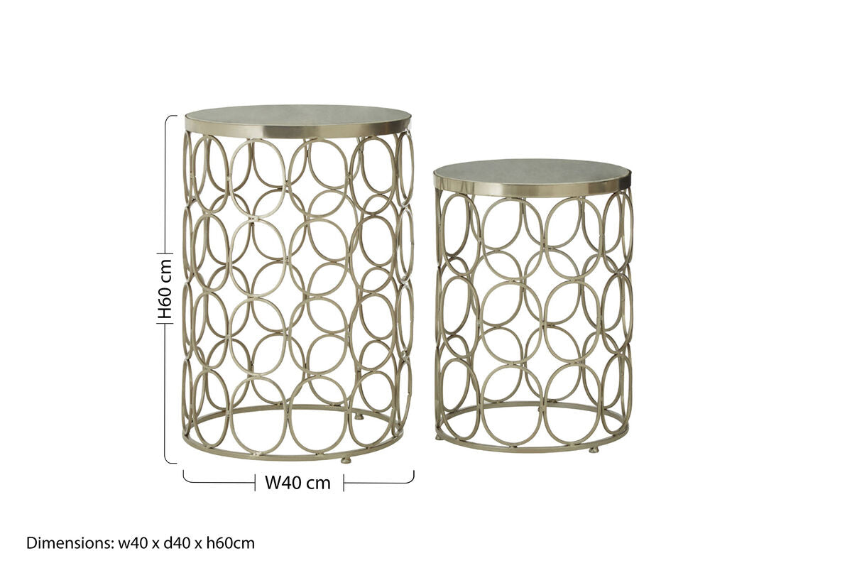 Orsina Templar Marble and Nickel Side Tables – Set of 2 Modern Tables