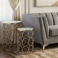 Orsina Templar Marble and Nickel Side Tables – Set of 2 Modern Tables