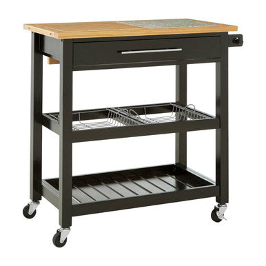 Orsina Harlow Glenn Wide Kitchen Trolley with Granite Top – Rolling Cart