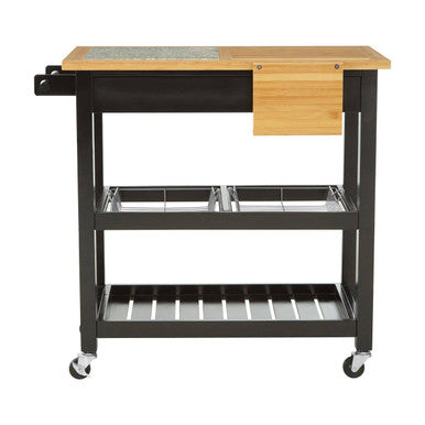 Orsina Harlow Glenn Wide Kitchen Trolley with Granite Top – Rolling Cart
