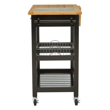 Orsina Harlow Glenn Wide Kitchen Trolley with Granite Top – Rolling Cart