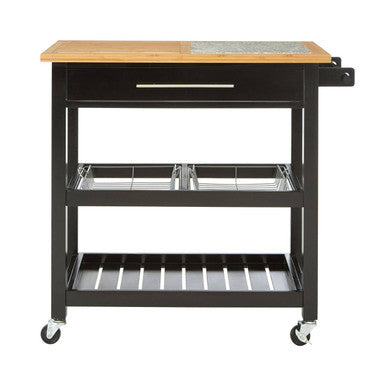 Orsina Harlow Glenn Wide Kitchen Trolley with Granite Top – Rolling Cart