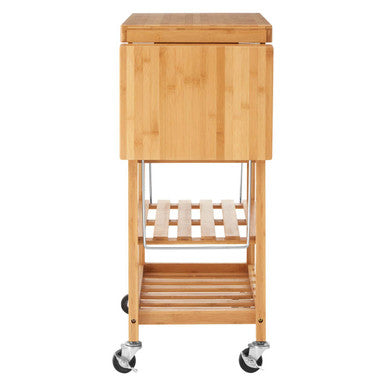 Orsina Harlow Bamboo Kitchen Trolley – Drop-Leaf Rolling Storage Cart