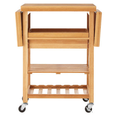 Orsina Harlow Bamboo Kitchen Trolley – Drop-Leaf Rolling Storage Cart