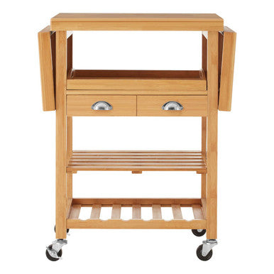 Orsina Harlow Bamboo Kitchen Trolley – Drop-Leaf Rolling Storage Cart