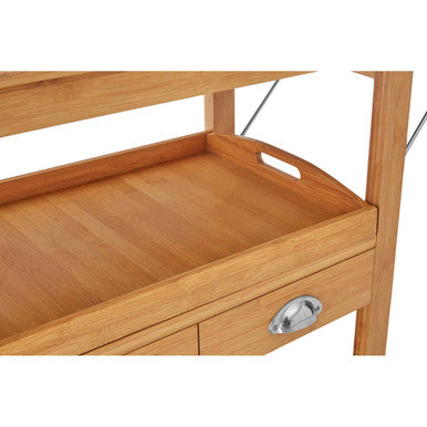 Orsina Harlow Bamboo Kitchen Trolley – Drop-Leaf Rolling Storage Cart
