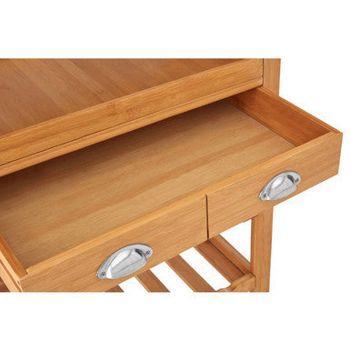 Orsina Harlow Bamboo Kitchen Trolley – Drop-Leaf Rolling Storage Cart