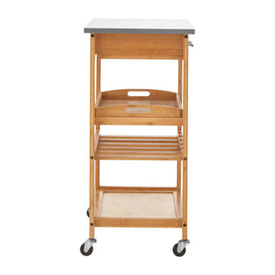 Orsina Harlow Bamboo Kitchen Trolley – Rolling Serving Cart with Drawer
