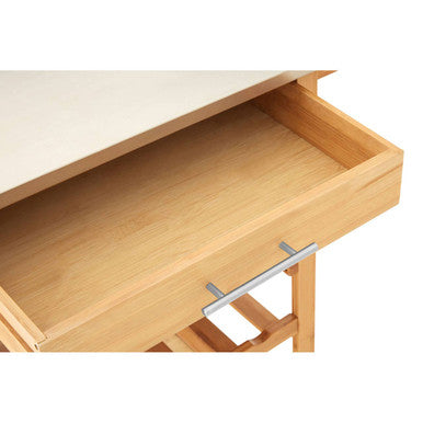 Orsina Harlow Bamboo Kitchen Trolley – Rolling Serving Cart with Drawer