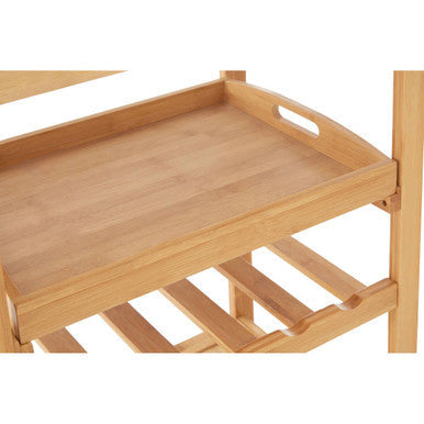 Orsina Harlow Bamboo Kitchen Trolley – Rolling Serving Cart with Drawer