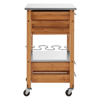 Orsina Harlow Bamboo Kitchen Trolley – 4 Drawer Rolling Storage Cart