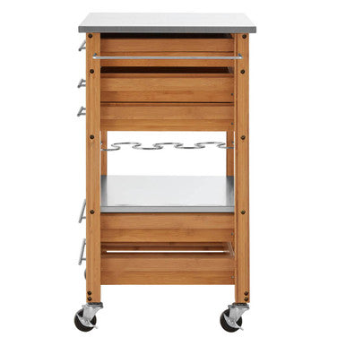 Orsina Harlow Bamboo Kitchen Trolley – 4 Drawer Rolling Storage Cart