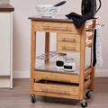 Orsina Harlow Bamboo Kitchen Trolley – 4 Drawer Rolling Storage Cart