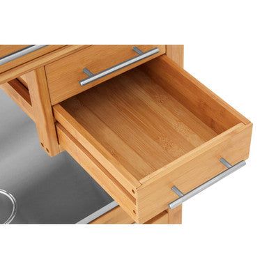 Orsina Harlow Bamboo Kitchen Trolley – 4 Drawer Rolling Storage Cart