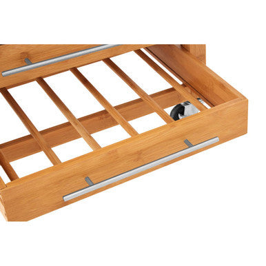 Orsina Harlow Bamboo Kitchen Trolley – 4 Drawer Rolling Storage Cart