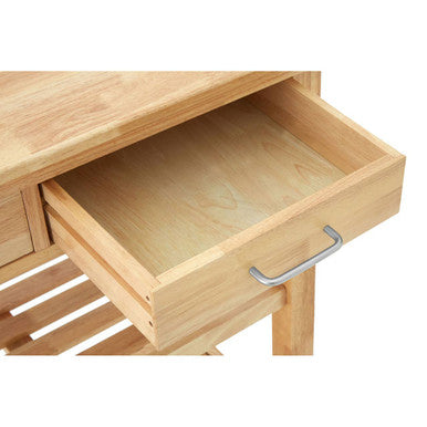 Orsina Harlow Glenn Tropical Hevea Wood Kitchen Trolley & Rolling Cart