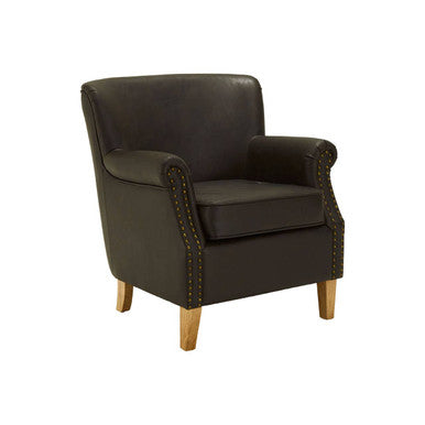 Orsina Trinity Brown Leather Effect Armchair – Vintage Style Accent Chair