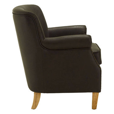 Orsina Trinity Brown Leather Effect Armchair – Vintage Style Accent Chair