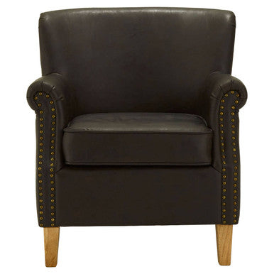 Orsina Trinity Brown Leather Effect Armchair – Vintage Style Accent Chair
