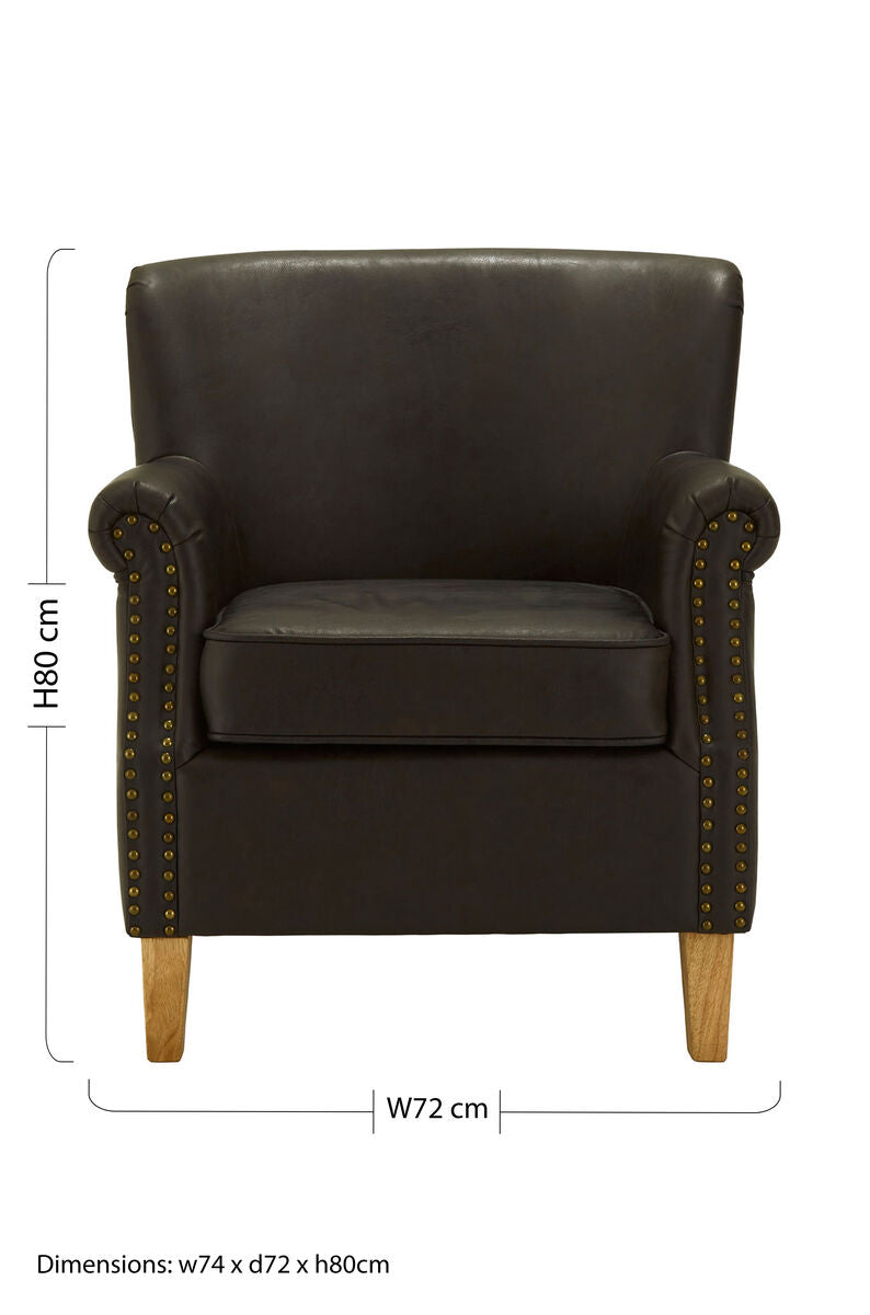 Orsina Trinity Brown Leather Effect Armchair – Vintage Style Accent Chair