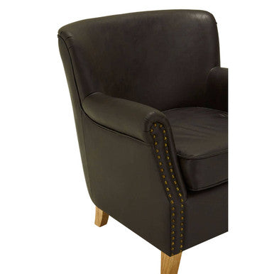 Orsina Trinity Brown Leather Effect Armchair – Vintage Style Accent Chair