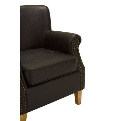 Orsina Trinity Brown Leather Effect Armchair – Vintage Style Accent Chair