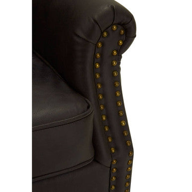 Orsina Trinity Brown Leather Effect Armchair – Vintage Style Accent Chair