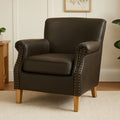 Orsina Trinity Brown Leather Effect Armchair – Vintage Style Accent Chair