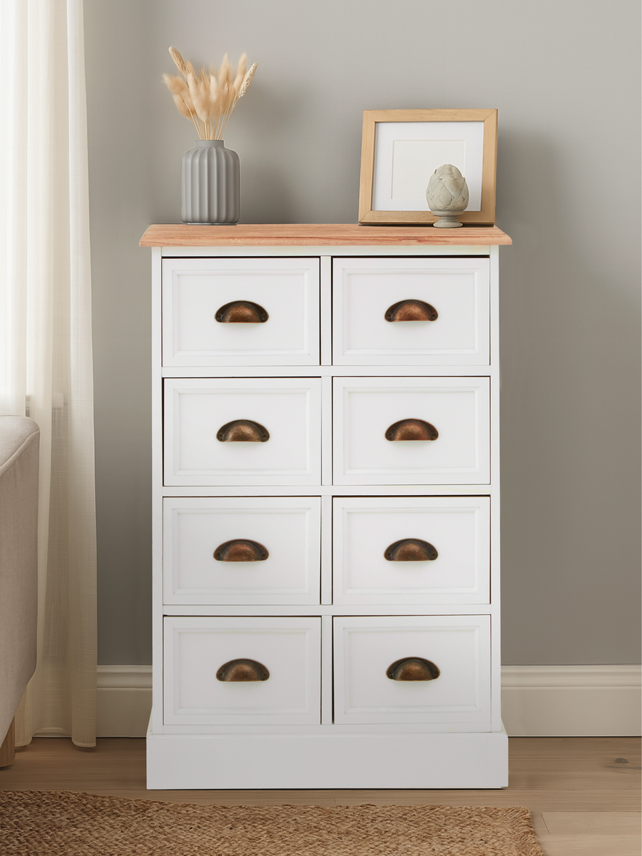 Orsina Austin White 8-Drawer Chest – Coastal Bedroom Storage Dresser