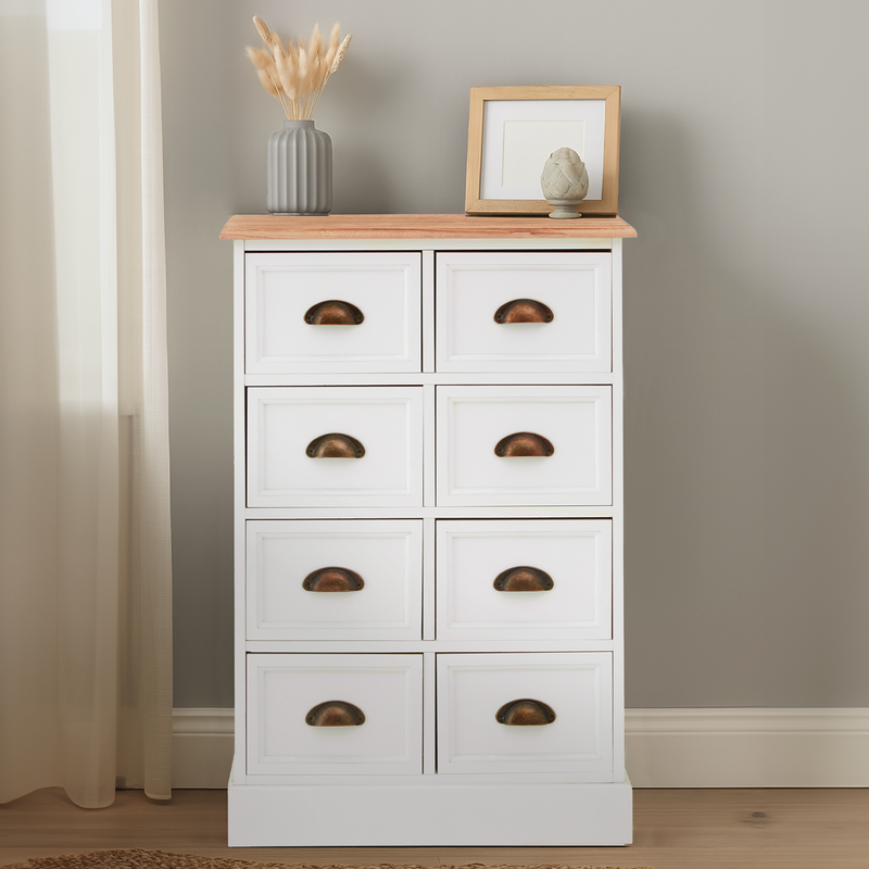 Orsina Austin White 8-Drawer Chest – Coastal Bedroom Storage Dresser