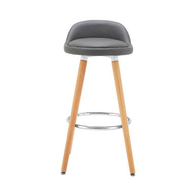 Normann Grey Bar Stool | Faux Leather Kitchen Seat with Beech Legs