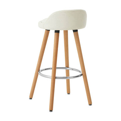 Orsina Normann White Bar Stool – Faux Leather Kitchen Seat with Beech Legs