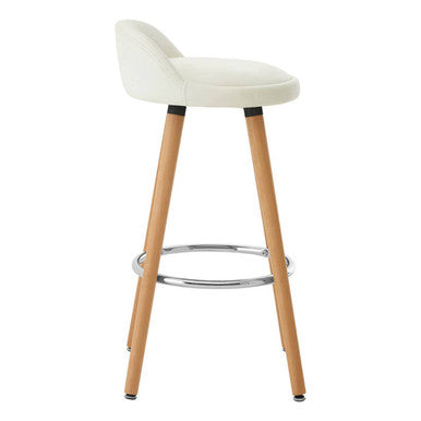 Orsina Normann White Bar Stool – Faux Leather Kitchen Seat with Beech Legs