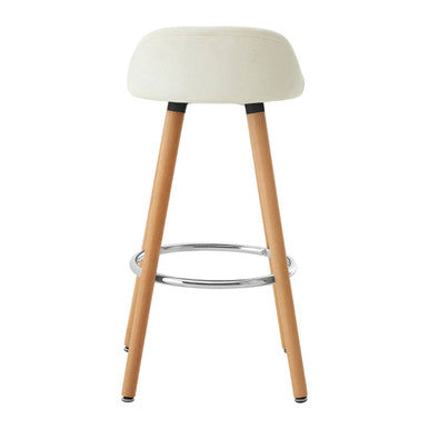 Orsina Normann White Bar Stool – Faux Leather Kitchen Seat with Beech Legs