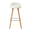 Orsina Normann White Bar Stool – Faux Leather Kitchen Seat with Beech Legs