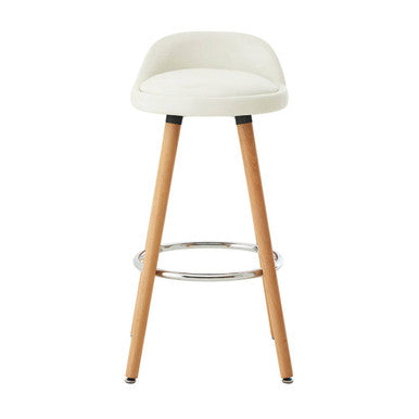 Orsina Normann White Bar Stool – Faux Leather Kitchen Seat with Beech Legs