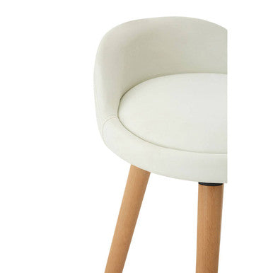 Orsina Normann White Bar Stool – Faux Leather Kitchen Seat with Beech Legs