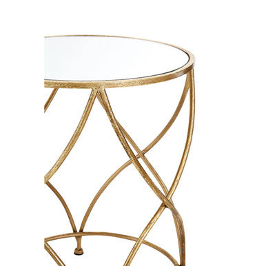 Orsina Marcia Mirrored Top Side Tables – Gold Metal Accent Set
