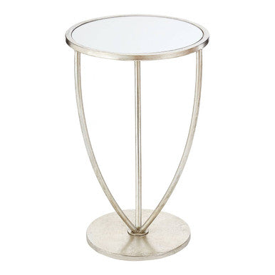 Orsina Marcia Mirrored Side Table – Silver Finish Metal Accent Table
