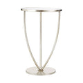 Orsina Marcia Mirrored Side Table – Silver Finish Metal Accent Table