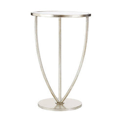 Orsina Marcia Mirrored Side Table – Silver Finish Metal Accent Table
