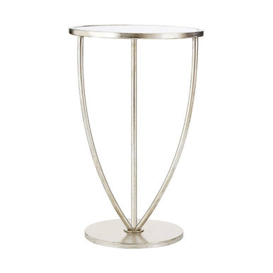 Orsina Marcia Mirrored Side Table – Silver Finish Metal Accent Table