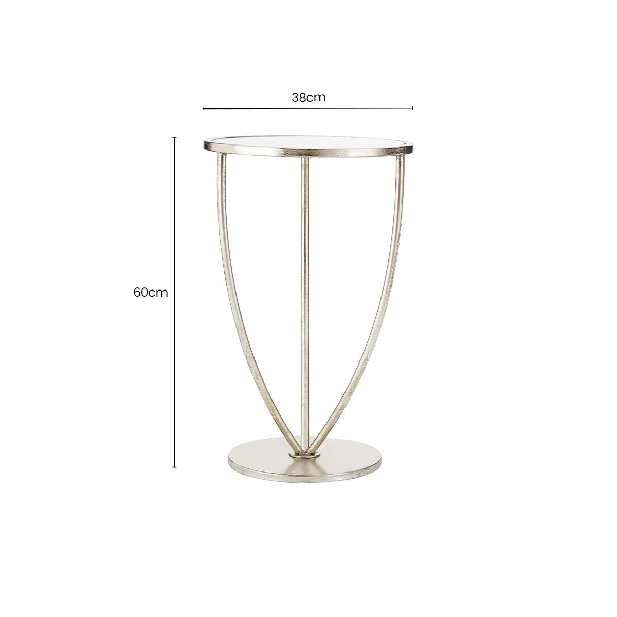 Orsina Marcia Mirrored Side Table – Silver Finish Metal Accent Table