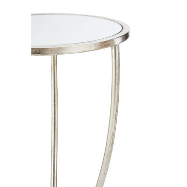 Orsina Marcia Mirrored Side Table – Silver Finish Metal Accent Table