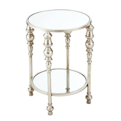 Orsina Marcia Two Tier Side Table – Silver Finish Boutique Accent Table