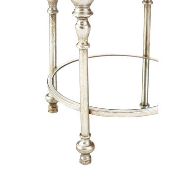 Orsina Marcia Two Tier Side Table – Silver Finish Boutique Accent Table