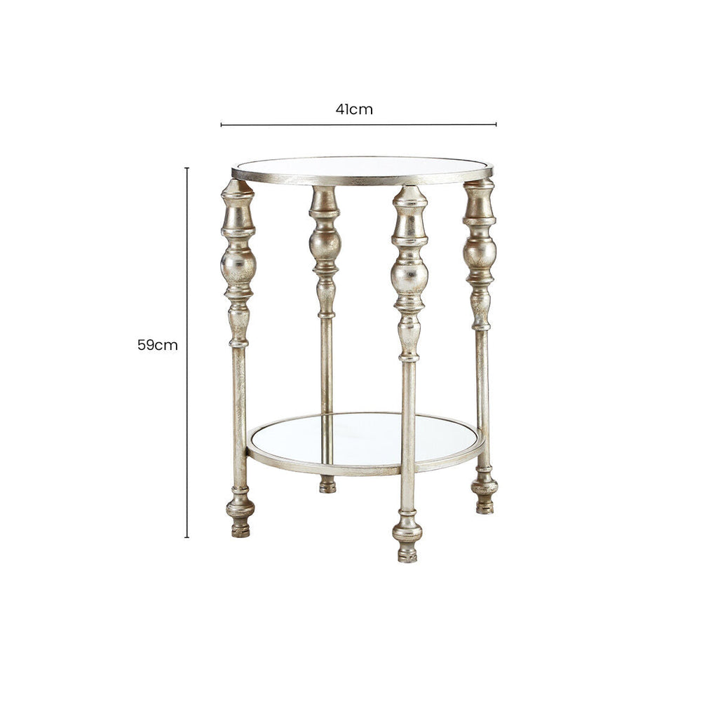 Orsina Marcia Two Tier Side Table – Silver Finish Boutique Accent Table