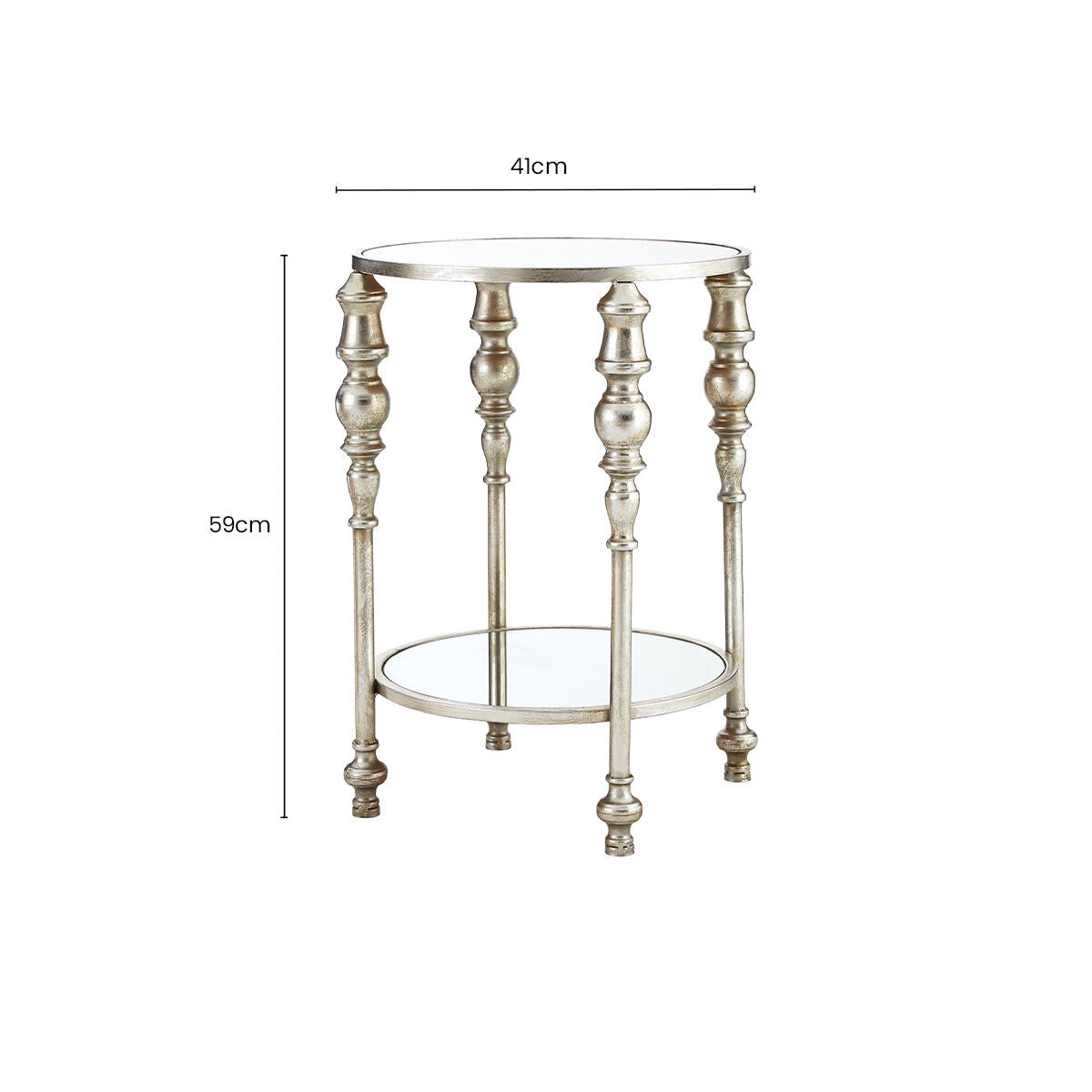 Orsina Marcia Two Tier Side Table – Silver Finish Boutique Accent Table