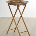 Orsina Reza Gold Iron Folding Tray Table – Weathered Metallic Side Table